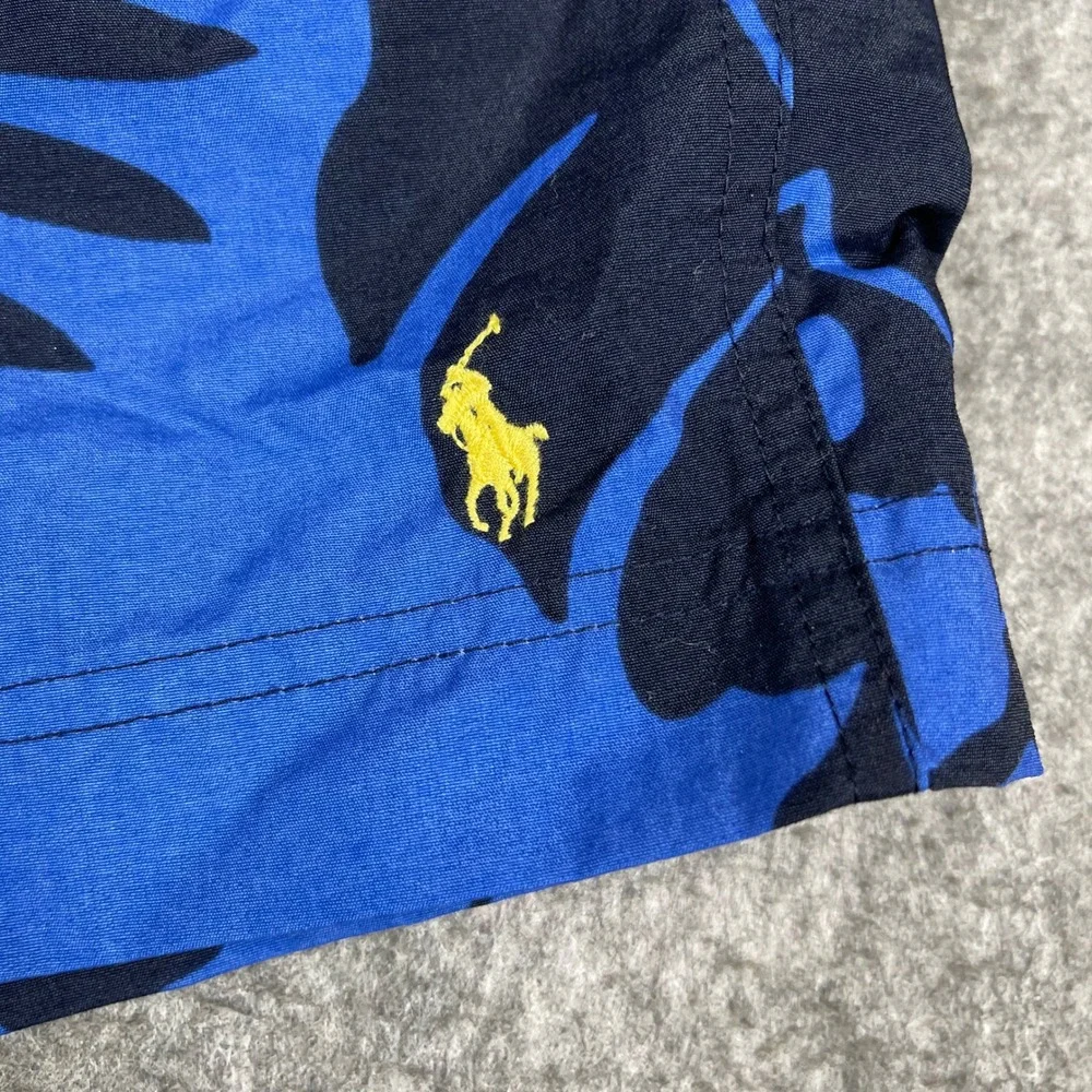 Polo Sport Ralph Lauren Swim Trunks Large Blue Tropical Hibiscus Mesh Lined 9